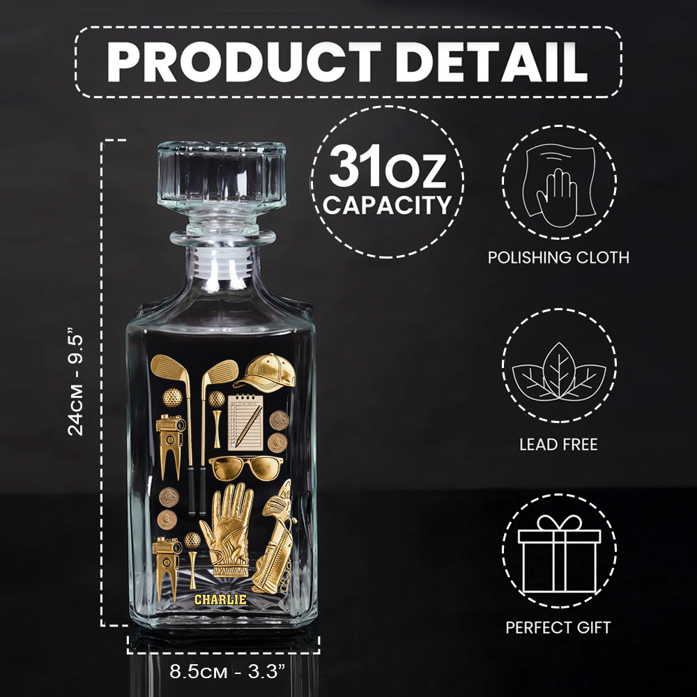 Vivez l'amour du golf - Coffret carafe à whisky personnalisée sur le thème du golf
