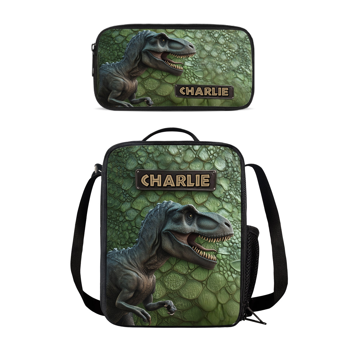 Dinosaur - Personalized Kid Backpack Lunch Bag Pencil Case Set
