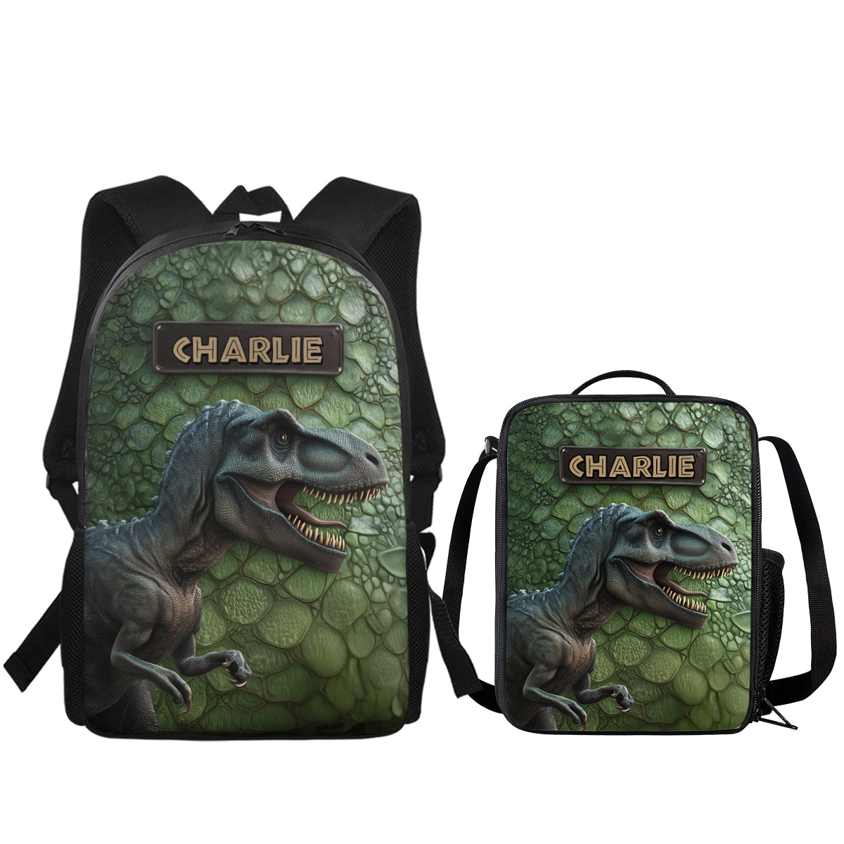 Dinosaur - Personalized Kid Backpack Lunch Bag Pencil Case Set
