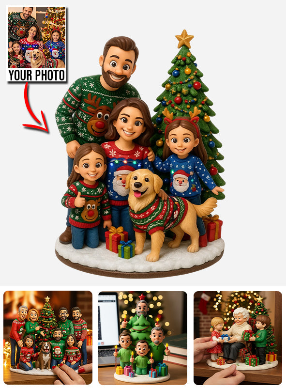 Joyeux Noël ! Plaque acrylique personnalisée avec photo (forme sur mesure) pour toute la famille