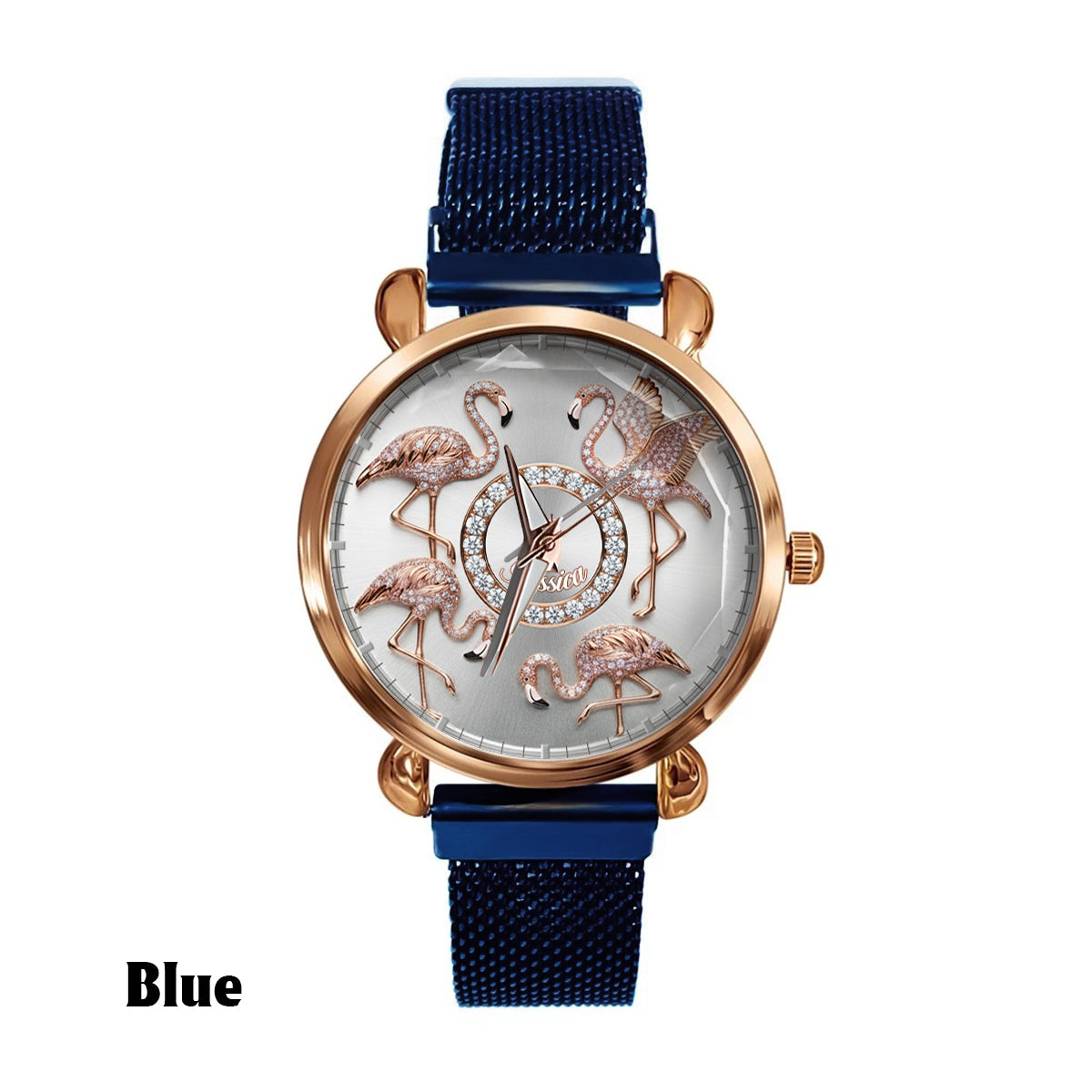 Montre-bracelet personnalisée pour femme avec flamants roses « Love Flamingos » 