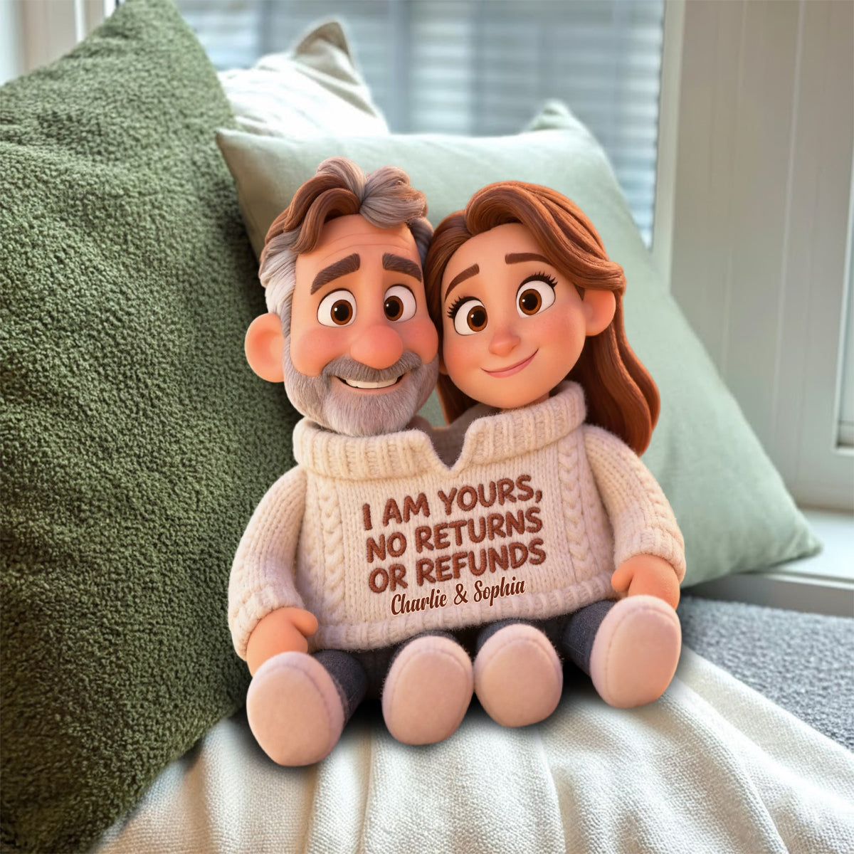 I Am Yours - Personalized Couple Faux Fur Shaped Pillow