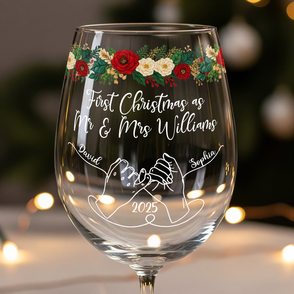 Notre premier Noël ensemble - Verre à vin personnalisé pour couple avec longue tige