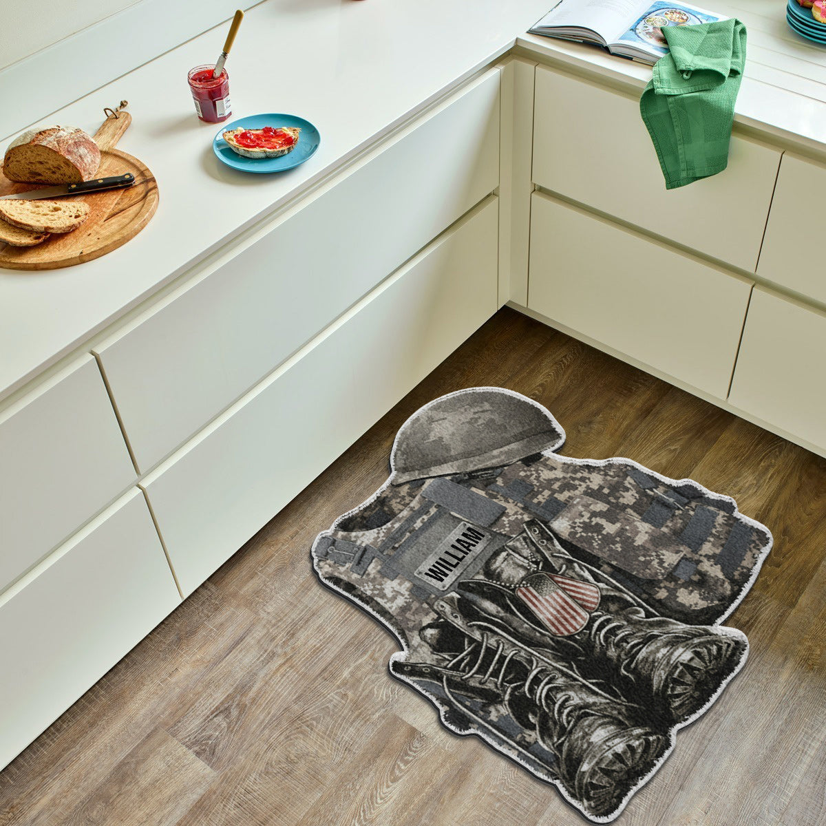 Uniforme militaire - Bottes et chapeau - Tapis antidérapant personnalisé pour vétéran