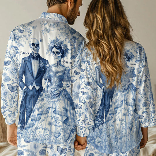 Jusqu'à ce que la mort nous sépare - Pyjamas à boutons personnalisés pour couples