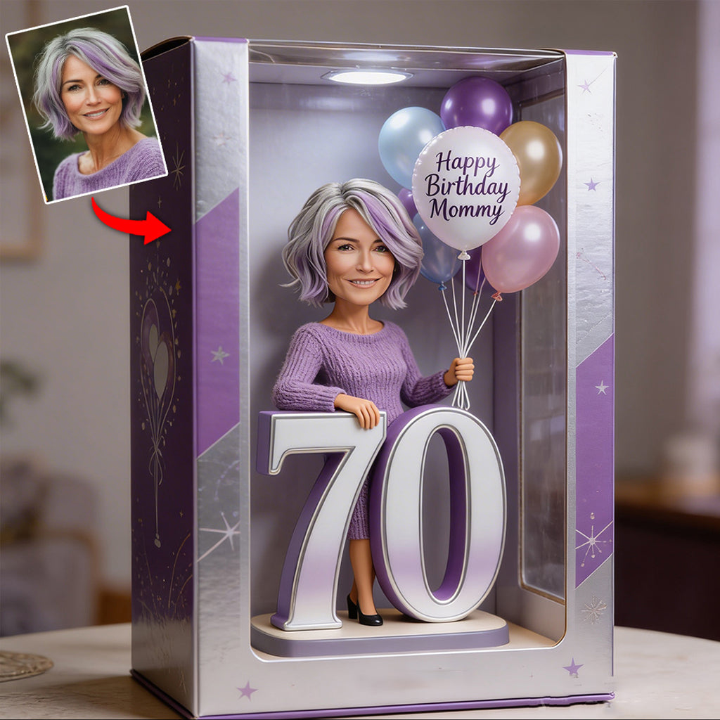 Photo, Balloons And Number - Personalized Birthday Custom Shaped Acrylic Plaque