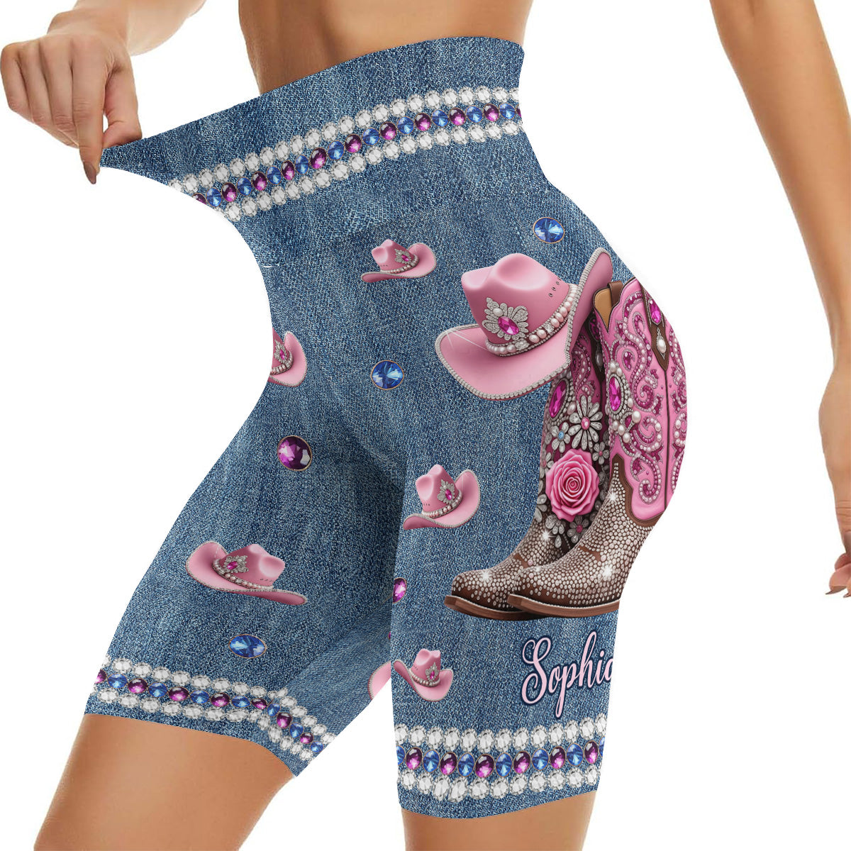 Short cycliste taille haute personnalisé « Cowgirl cool »