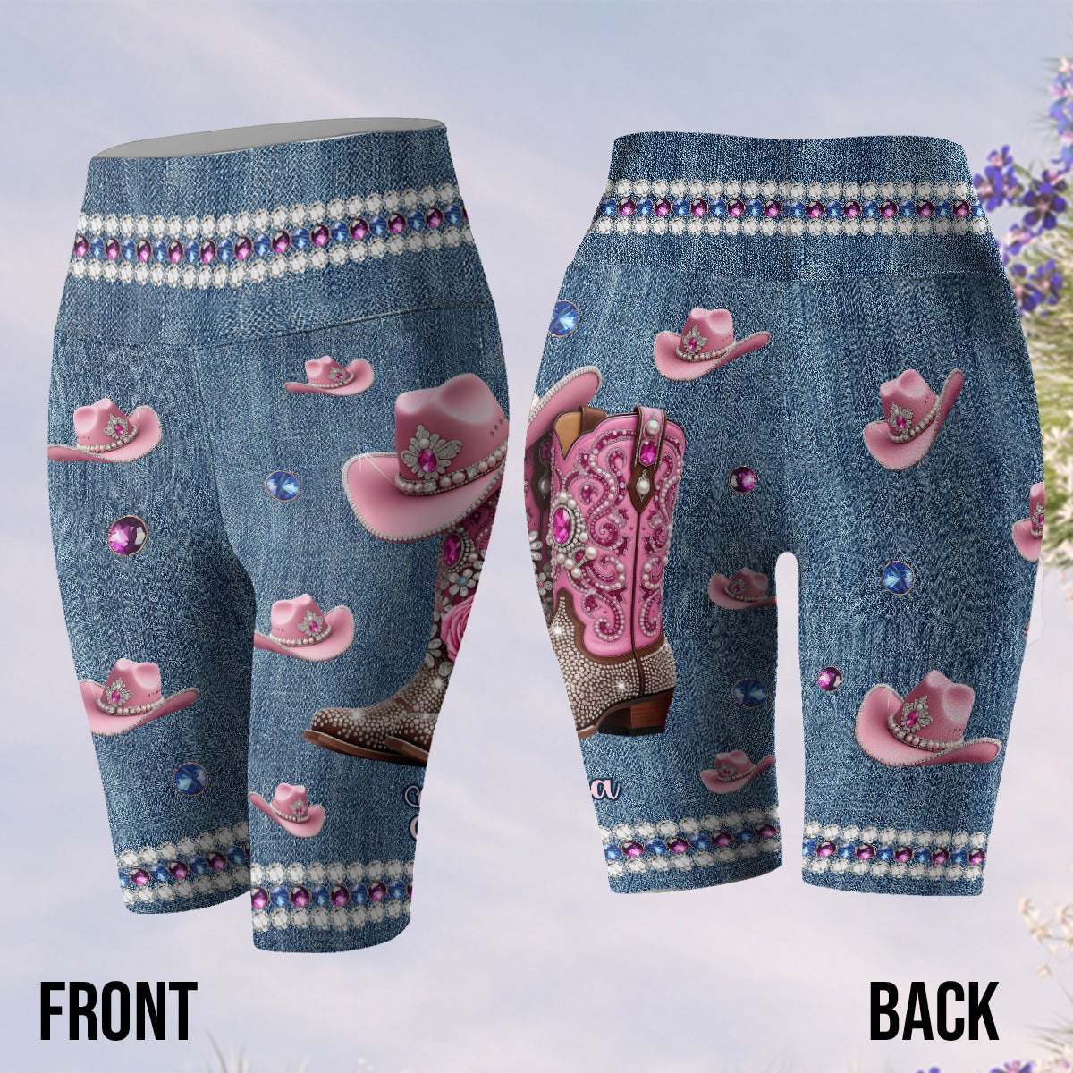 Short cycliste taille haute personnalisé « Cowgirl cool »