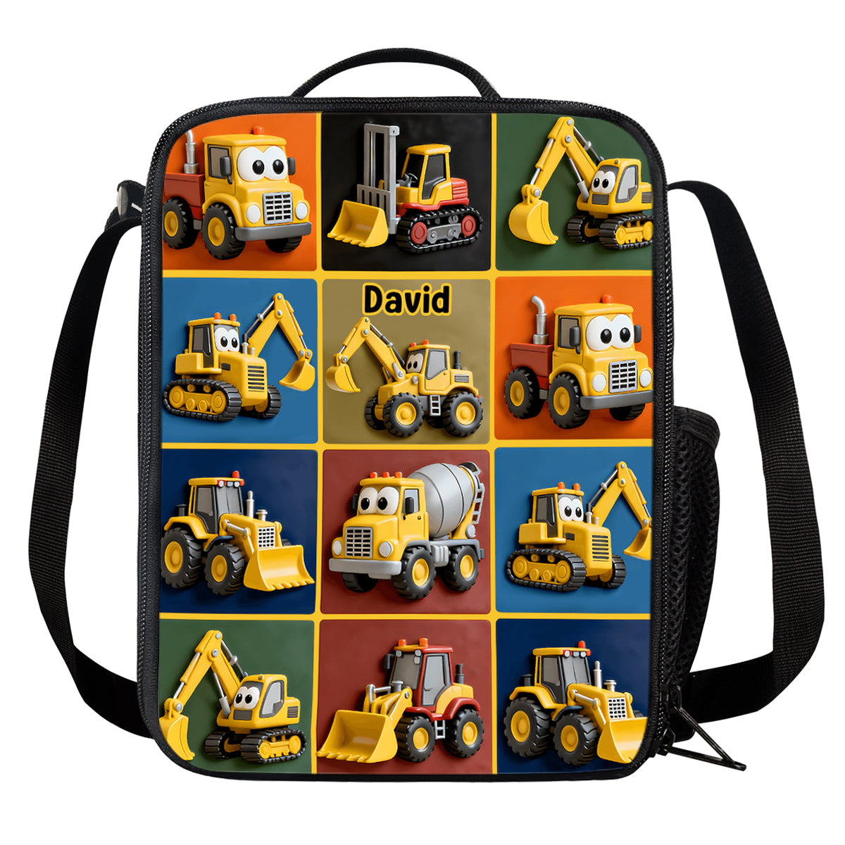 Machines de chantier - Ensemble sac à dos, sac à goûter et trousse personnalisés pour enfant