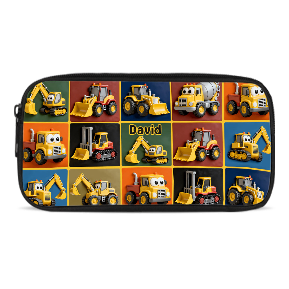 Machines de chantier - Ensemble sac à dos, sac à goûter et trousse personnalisés pour enfant