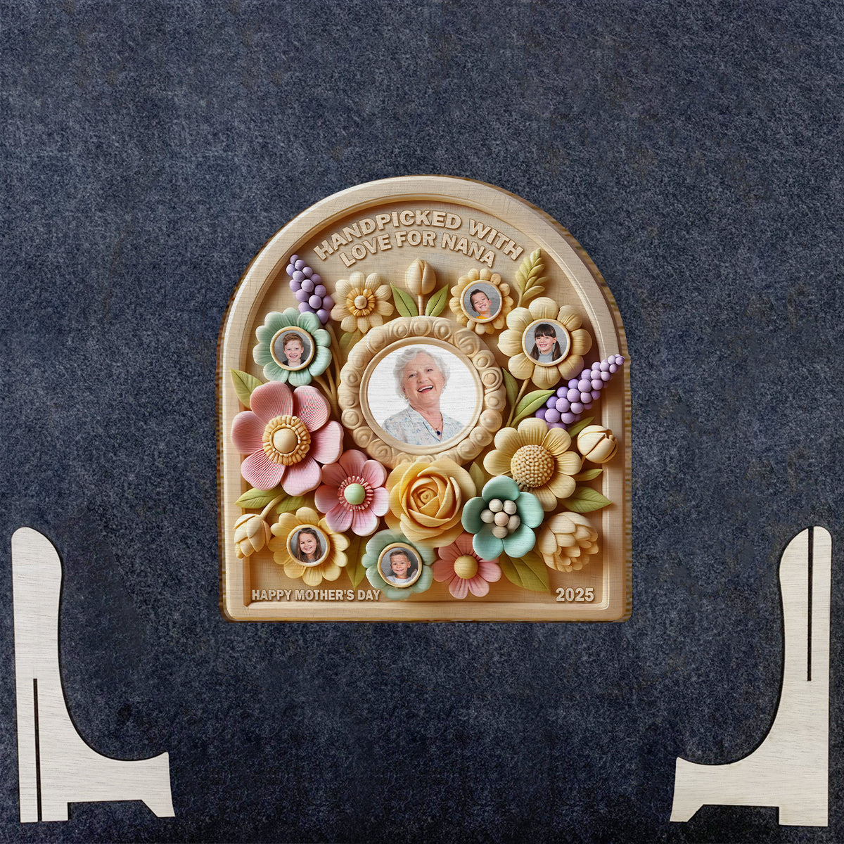Sélectionné avec soin pour mamie/mamie - Plaque en bois personnalisée à 2 couches pour grand-mère