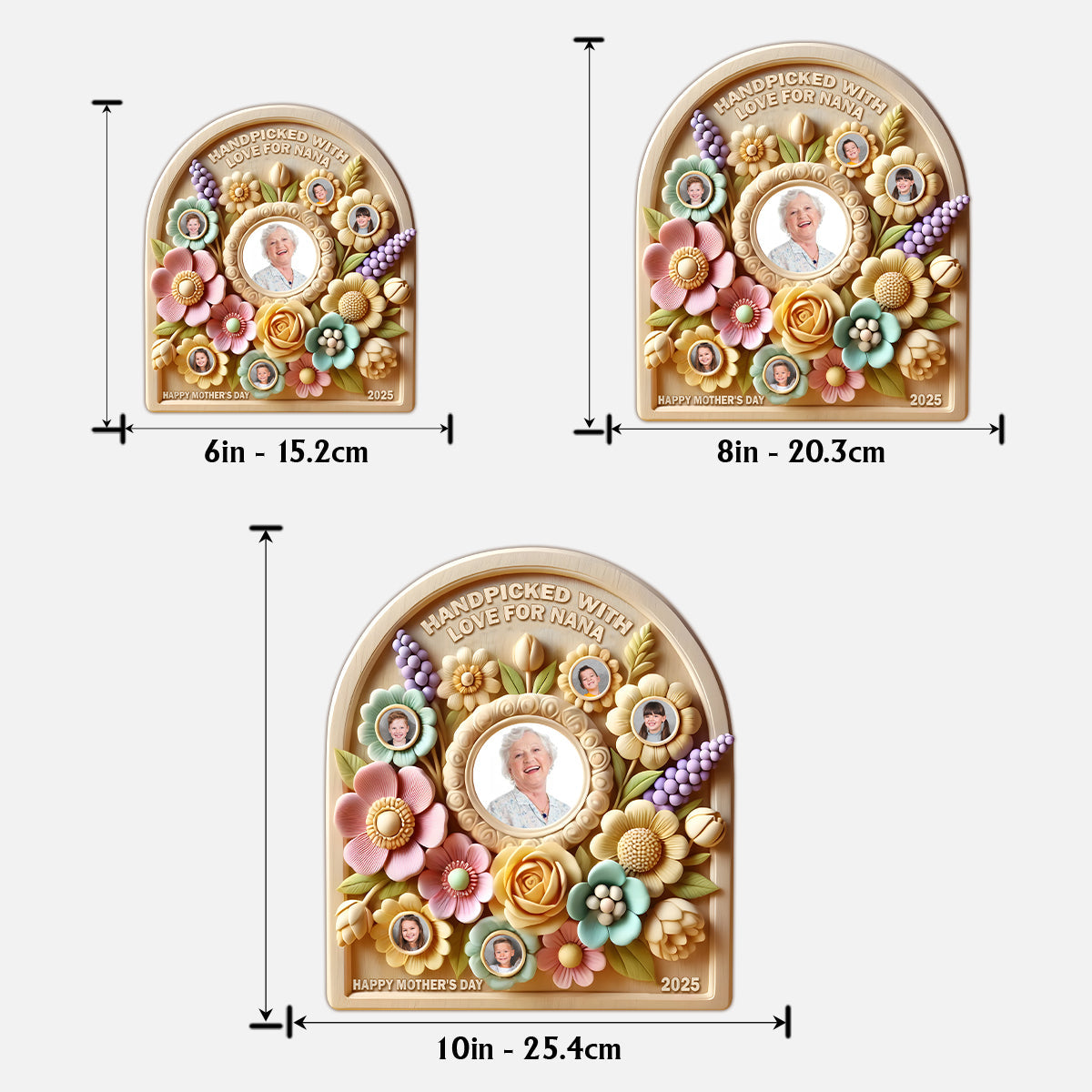 Sélectionné avec soin pour mamie/mamie - Plaque en bois personnalisée à 2 couches pour grand-mère
