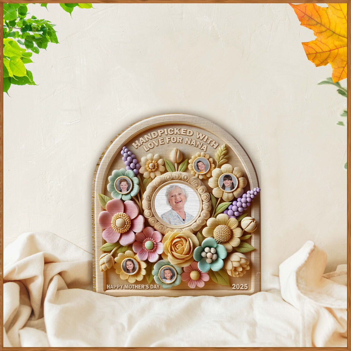 Sélectionné avec soin pour mamie/mamie - Plaque en bois personnalisée à 2 couches pour grand-mère