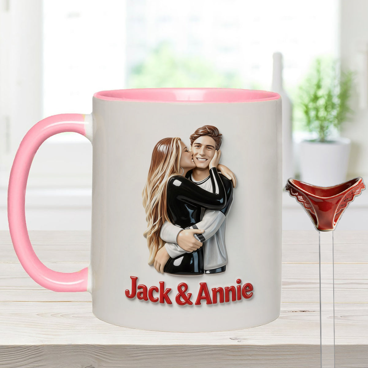 Perfect Gift For Him - Personalized Spicy Couple Set Accent Mug with Acrylic Stirrers