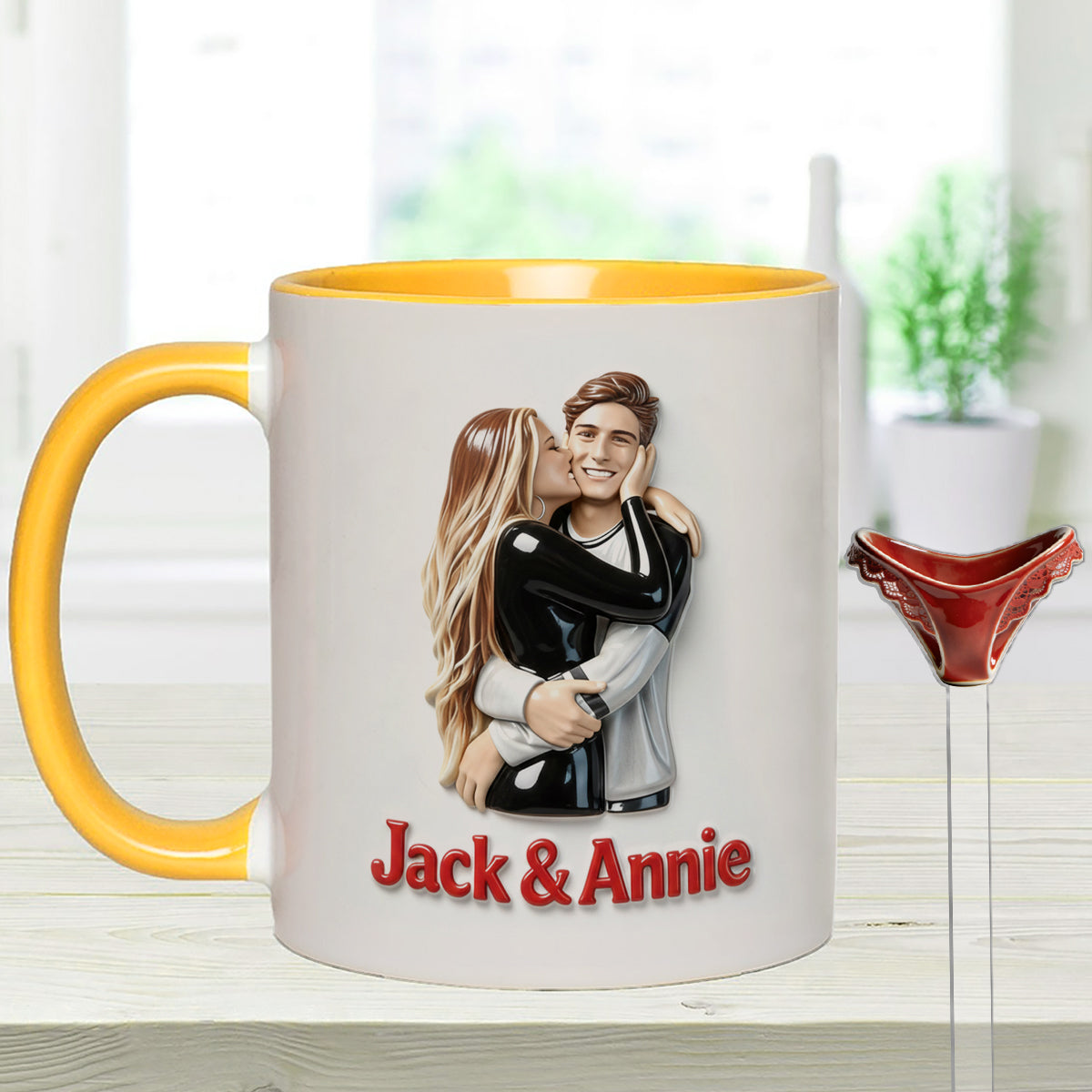 Perfect Gift For Him - Personalized Spicy Couple Set Accent Mug with Acrylic Stirrers