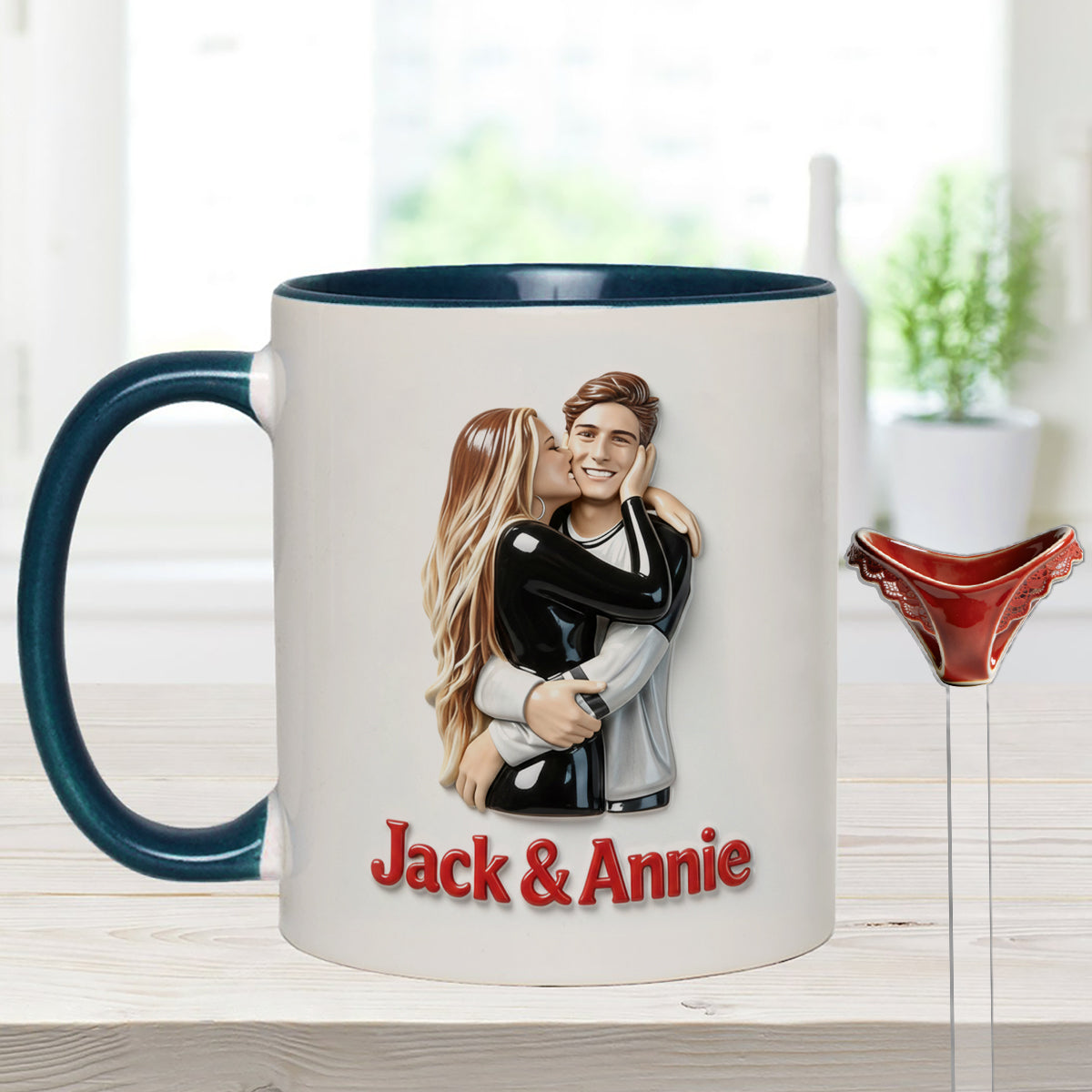 Perfect Gift For Him - Personalized Spicy Couple Set Accent Mug with Acrylic Stirrers