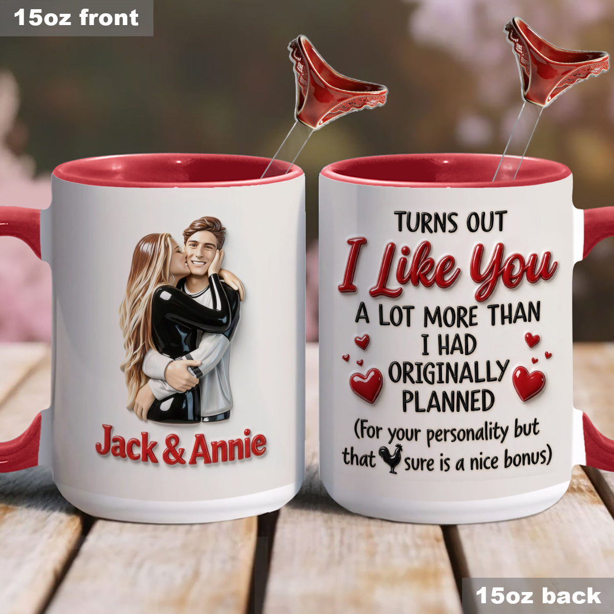 Perfect Gift For Him - Personalized Spicy Couple Set Accent Mug with Acrylic Stirrers