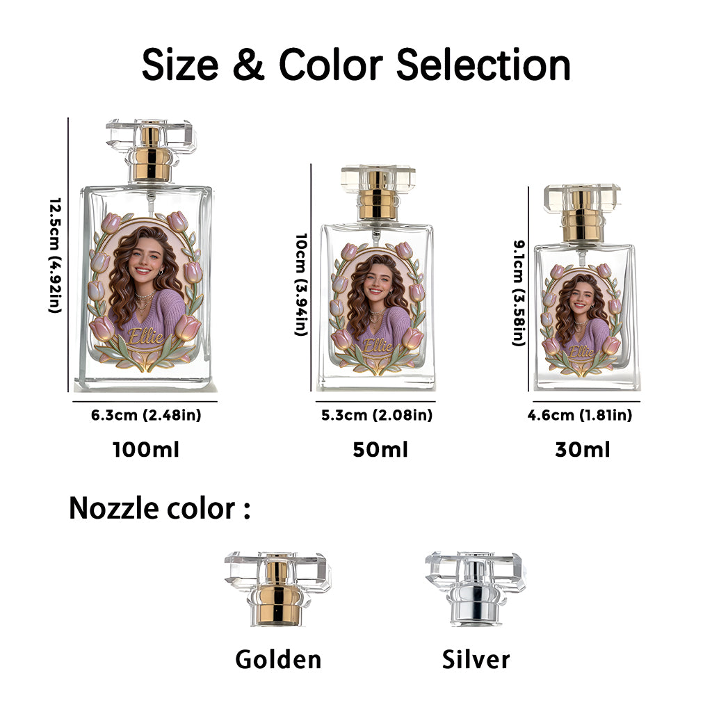 Custom Photo - Birth Month Flower - Personalized Self Love Refillable Perfume Bottle