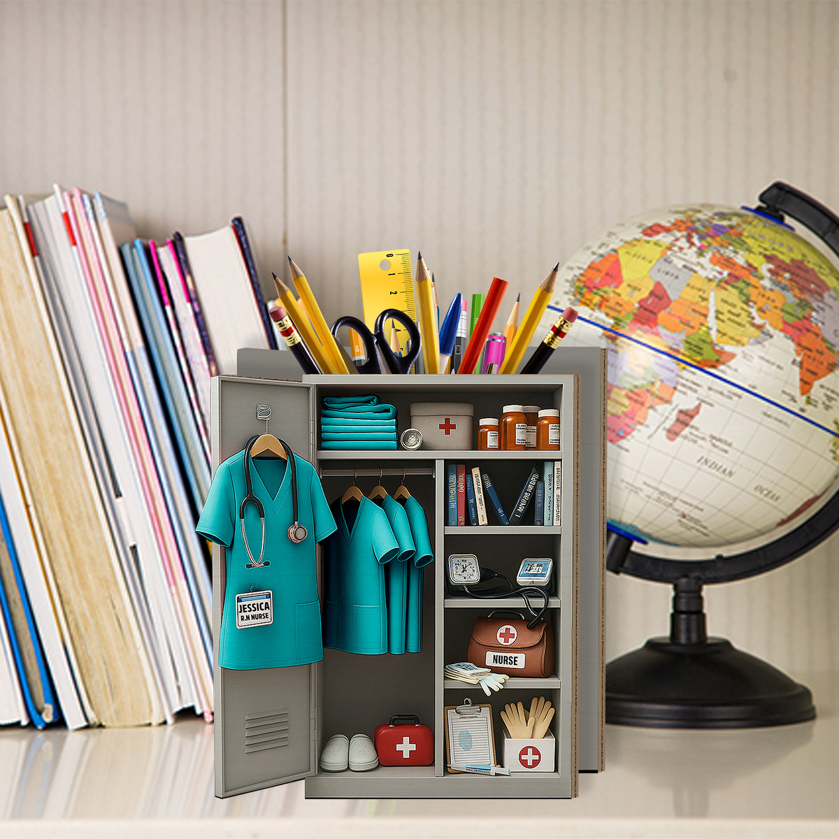 Nurse Personal Locker - Personalized Nurse Wooden Pen Holder