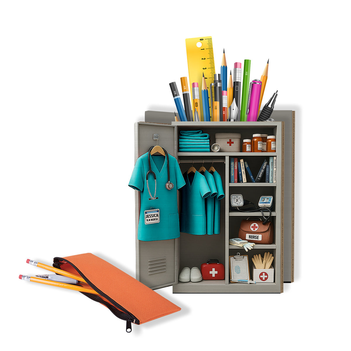 Nurse Personal Locker - Personalized Nurse Wooden Pen Holder