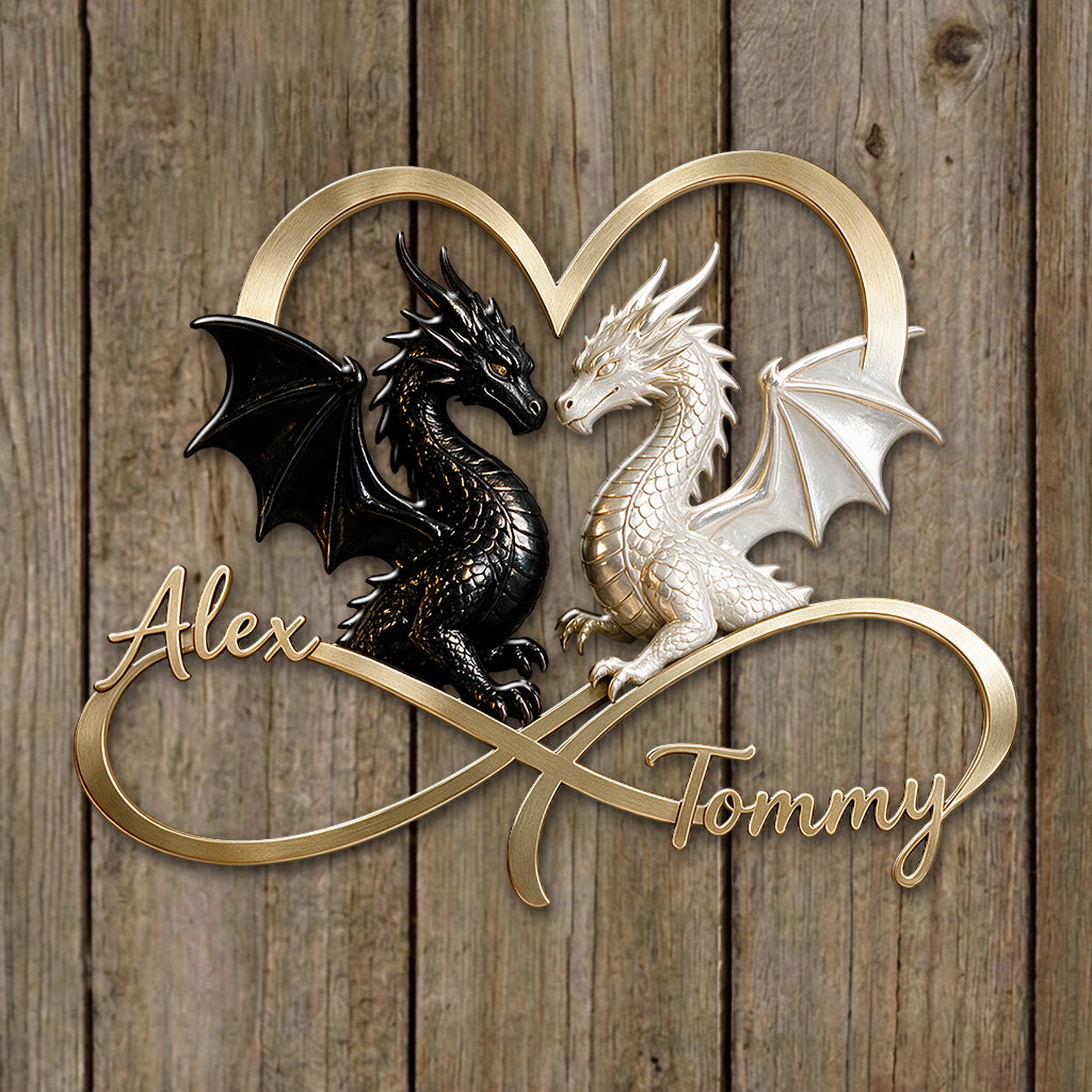 I Love You - Personalized Dragon 3D Printed Cut Metal Sign