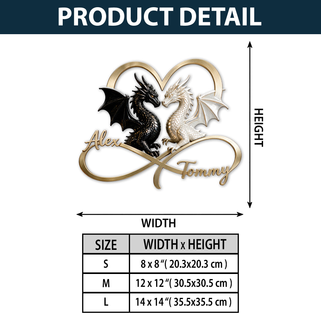 I Love You - Personalized Dragon 3D Printed Cut Metal Sign