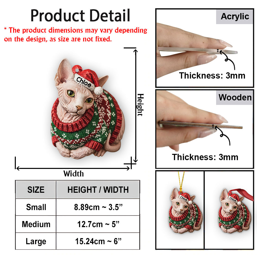 Pain de mie pour chat en pull moche Meowy Catmas - Ornement de chat personnalisé