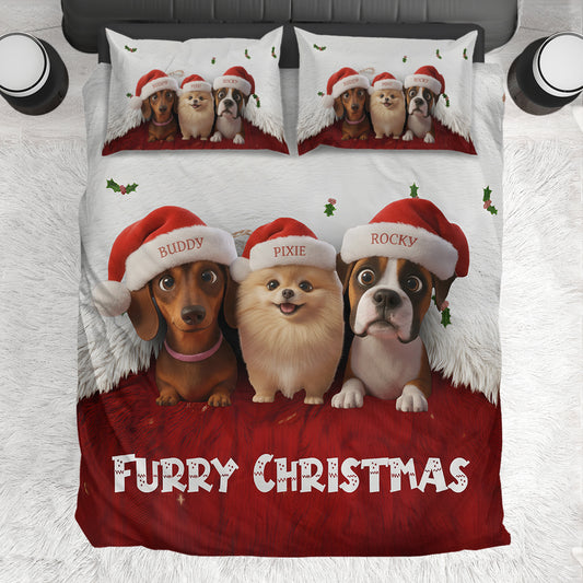 Merry Furry Christmas - Personalized Dog Bedding Set