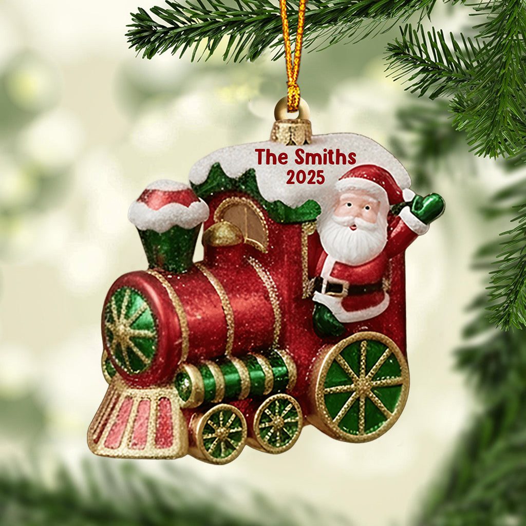 Merry Christmas 2025, Christmas Train - Personalized Family Ornament