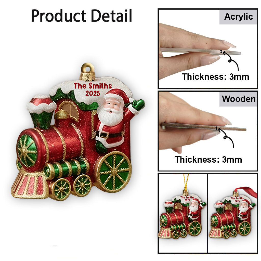 Merry Christmas 2025, Christmas Train - Personalized Family Ornament