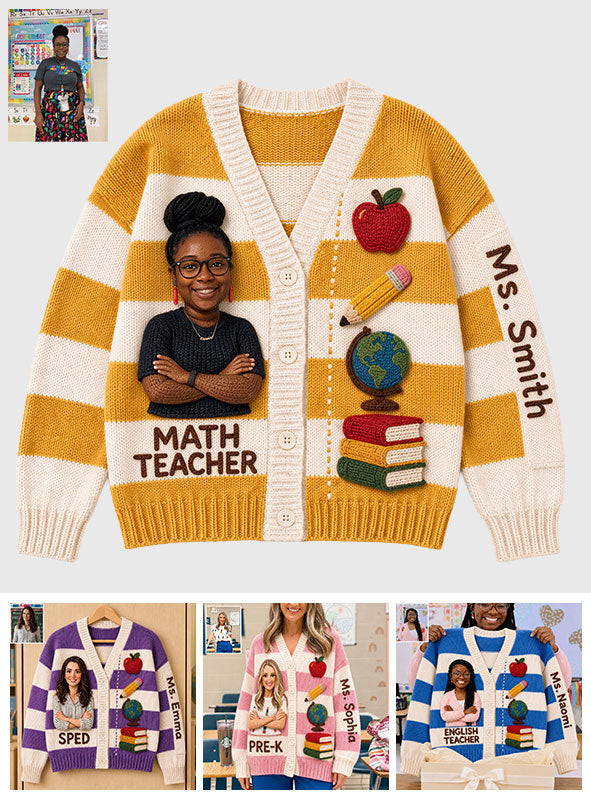 Any Photo Love Being A Teacher - Personalized Teacher Cardigan Sweater