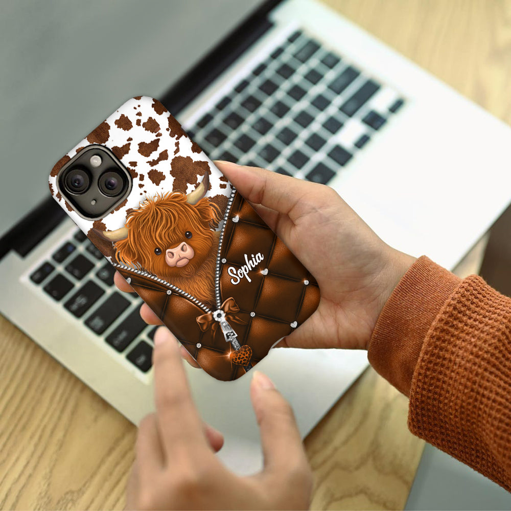 Coque de téléphone personnalisée avec imprimé vache des Highlands - Mignonne vache des Highlands