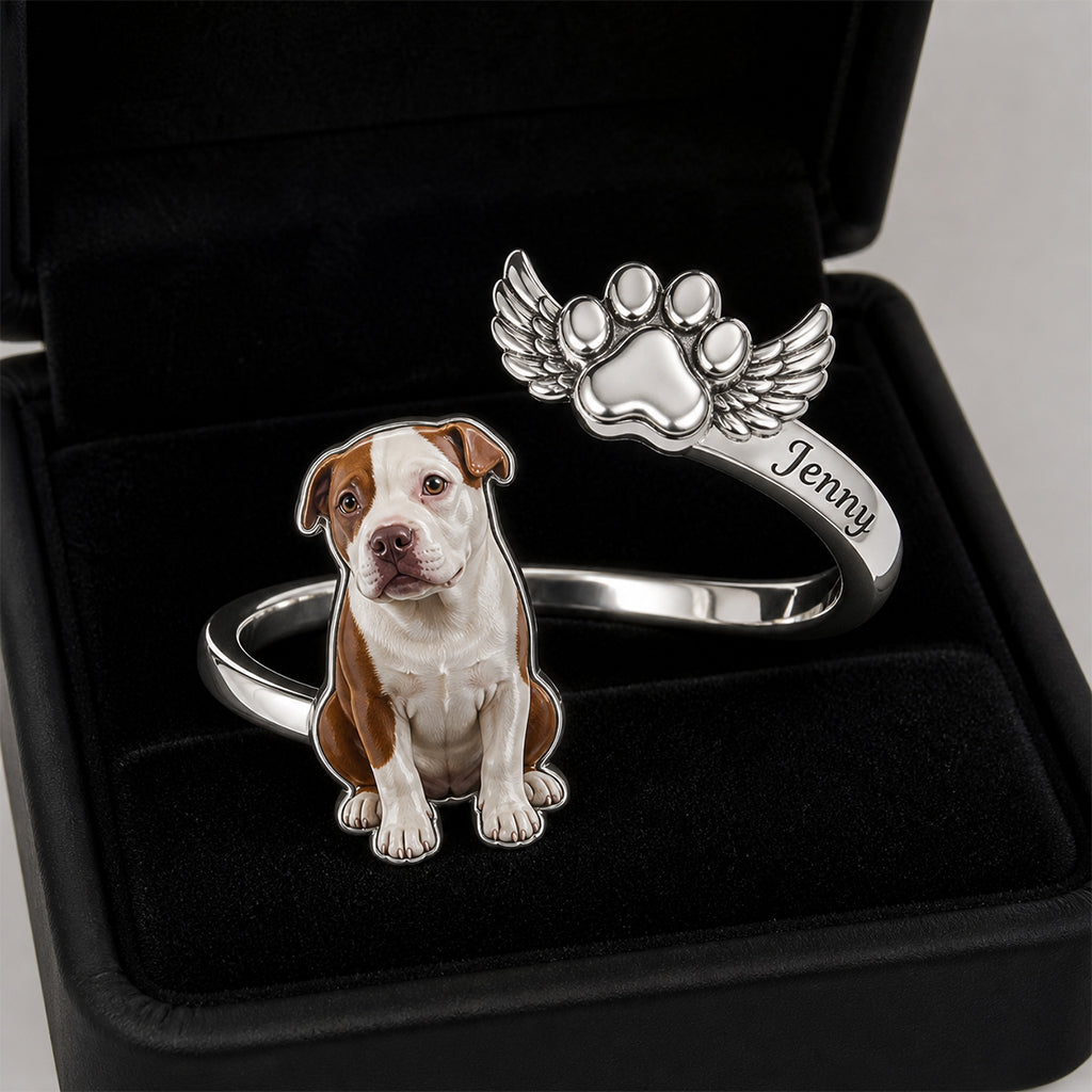 Cadeaux Souvenirs pour Animaux - Bague Ajustable Personnalisée en Forme de Chien