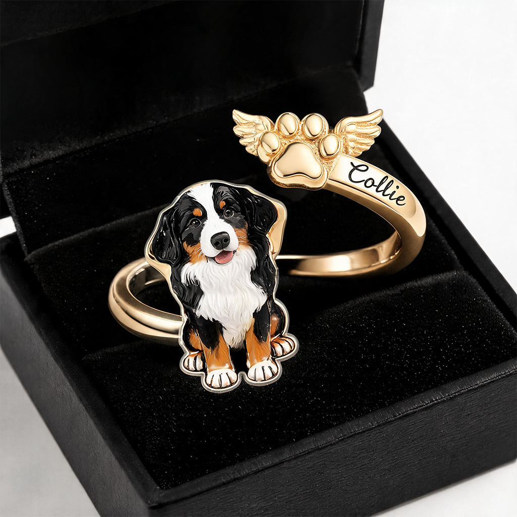 Cadeaux Souvenirs pour Animaux - Bague Ajustable Personnalisée en Forme de Chien