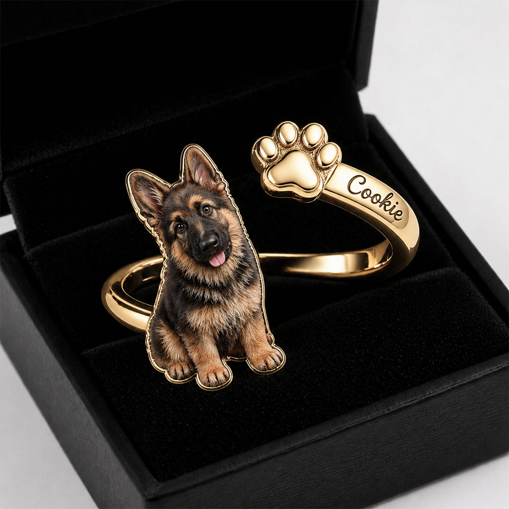Cadeaux Souvenirs pour Animaux - Bague Ajustable Personnalisée en Forme de Chien