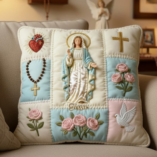 Our Lady - Personalized Christian Faux Fur Square Pillow