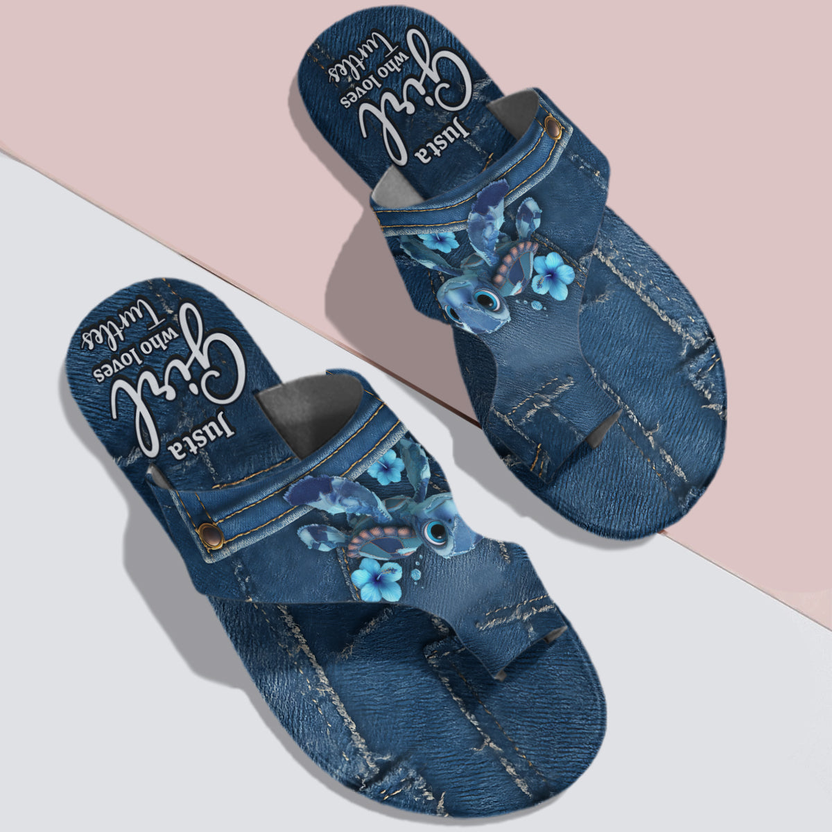 Just A Girl Who Loves Turtles - Personalized Turtle Open Toe Sandals