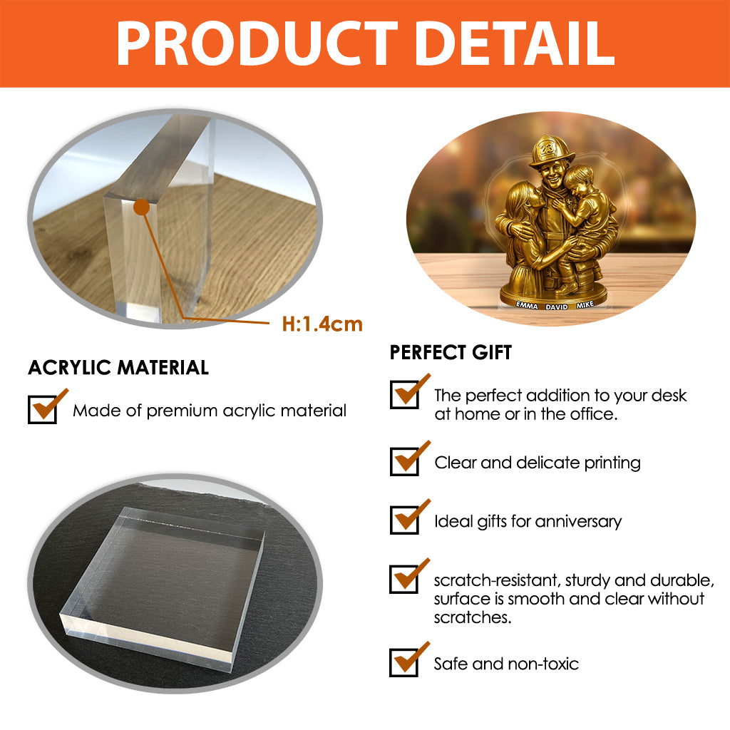 Plaque acrylique personnalisée avec photo pour pompier