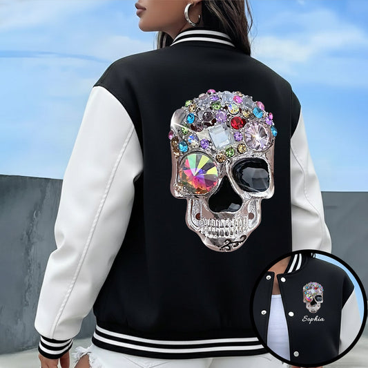 Crâne brillant - Veste universitaire personnalisée à motif crâne