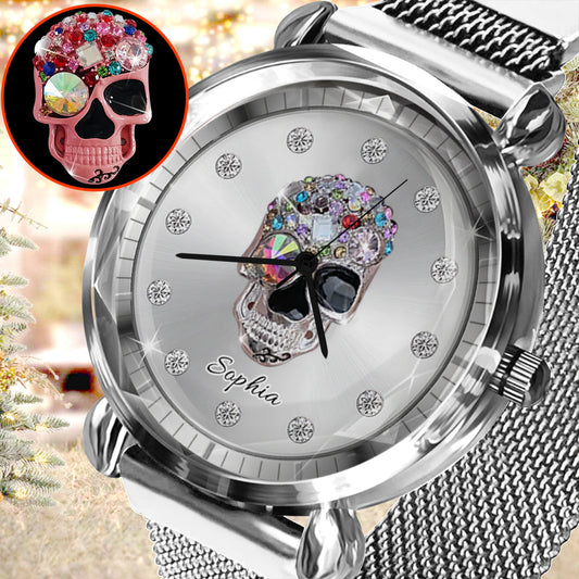 Shiny Skull Luxe - Montre-bracelet personnalisée pour femme avec crâne