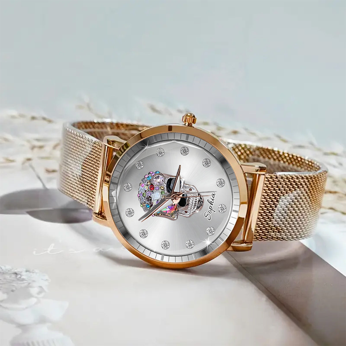 Shiny Skull Luxe - Personalized Skull Women Hand Watch