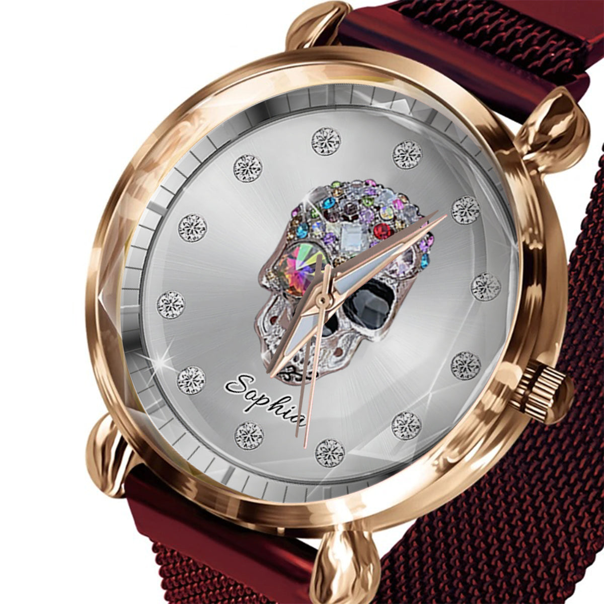 Shiny Skull Luxe - Personalized Skull Women Hand Watch