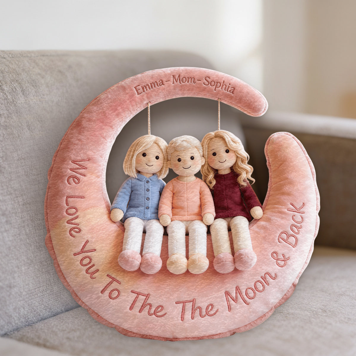 Je t'aime - Coussin en fausse fourrure premium personnalisé pour maman