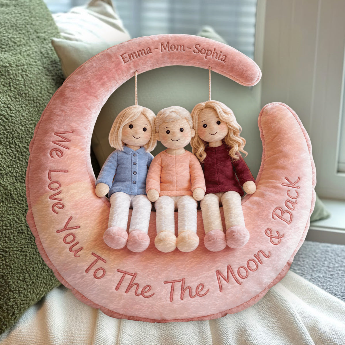 Je t'aime - Coussin en fausse fourrure premium personnalisé pour maman