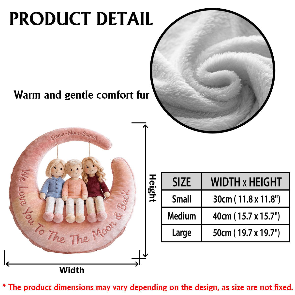 Je t'aime - Coussin en fausse fourrure premium personnalisé pour maman