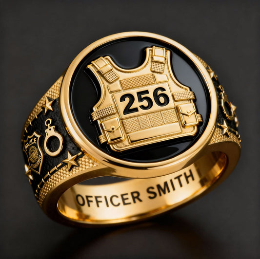 Protect And Serve - Personalized Police Officer Signet Ring
