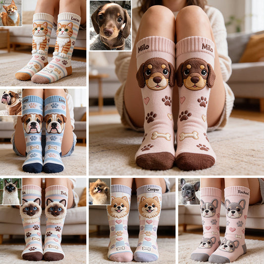 Custom Any Pet - Love My Pet - Personalized Dog Socks