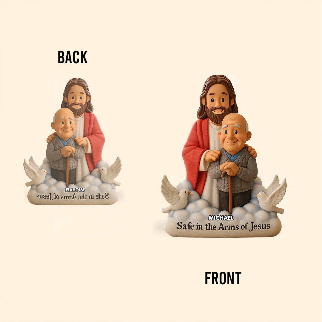 Safe In The Arms Of Jesus - Personalized Memorial Custom Shaped Acrylic Plaque