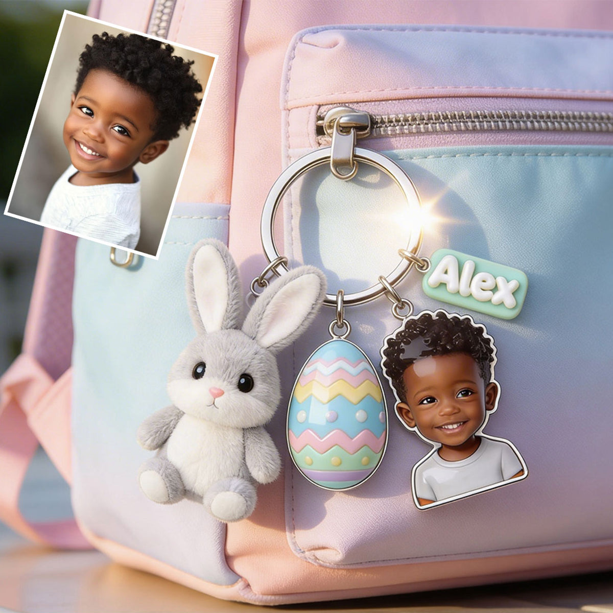 Easter Gift - Personalized Kid Keychain With Charms