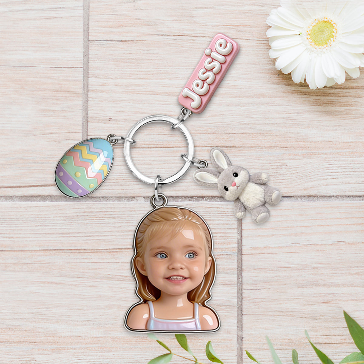 Easter Gift - Personalized Kid Keychain With Charms